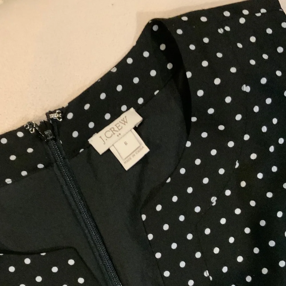 J Crew Black White 6 Sleeveless Polka Dot MIDI Dress Timeless Classic Wedding